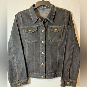 JeanBay Blue Jean Jacket sz Large with embroidered bling design in the back